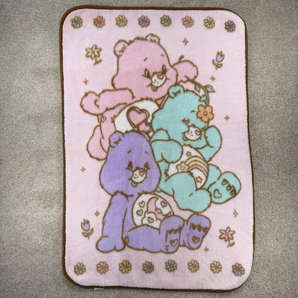 Vintage Care Bears Love A Lot Sweet Dreams Wish Plush Throw Blanket Pink 30x45